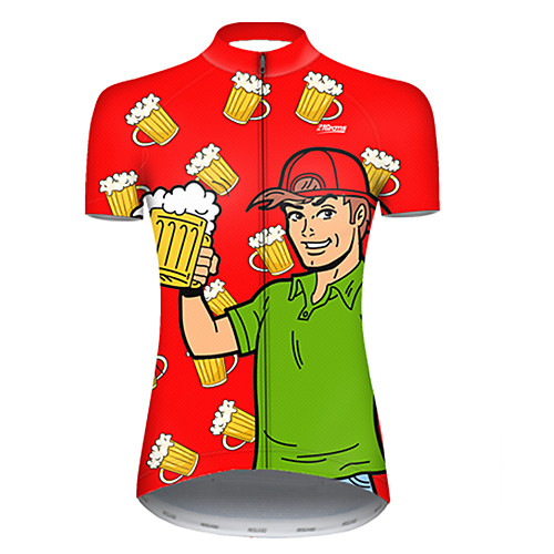 

21Grams Women's Short Sleeve Cycling Jersey Red / Yellow Oktoberfest Beer Bike Top Mountain Bike MTB Road Bike Cycling Breathable Sports Clothing Apparel / Micro-elastic