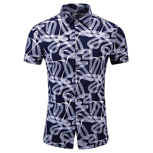 

Men's Geometric Shirt Business Daily Navy Blue