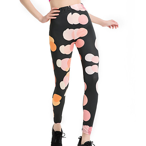 

Women's Sports / Yoga Sporty / Basic Legging - Polka Dot / Color Block, Print Mid Waist Black One-Size