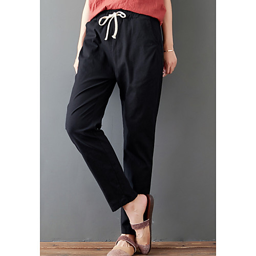 

Women's Basic Chinos Pants - Solid Colored Black Navy Blue Gray M L XL