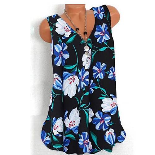 

Women's Floral Tank Top Daily Blue / Red