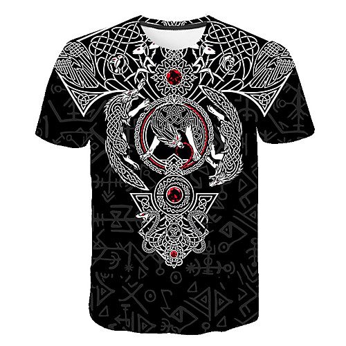 

Men's Club Weekend Street chic / Punk & Gothic T-shirt - Color Block / 3D / Tribal Print Black