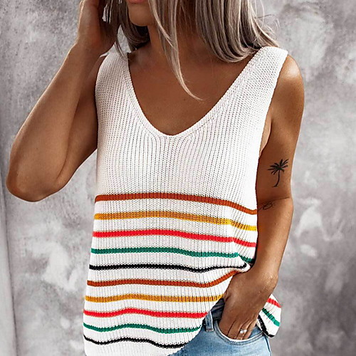 

Women's Striped Tank Top Daily White / Black / Blue / Yellow / Navy Blue / Gray