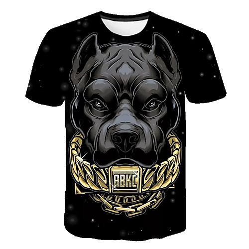 

Men's Club Weekend Street chic / Punk & Gothic T-shirt - Color Block / 3D / Animal Dog / Fantastic Beasts, Print Black