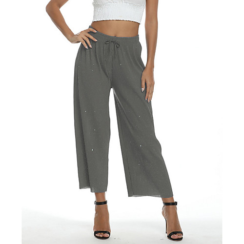 

Women's Basic Wide Leg Pants - Solid Colored Light Brown Black Blue S / M / L