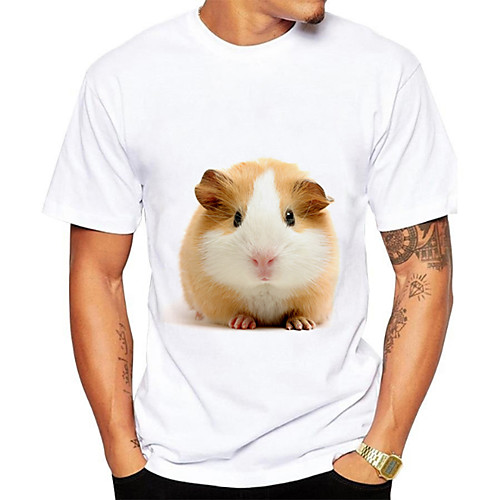 

Men's Daily Going out Basic T-shirt - 3D / Animal White