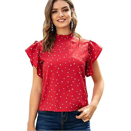 

Women's Polka Dot Blouse Daily Black / Red