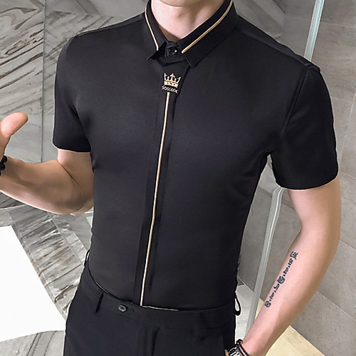 

Men's Solid Colored Shirt Daily White / Black