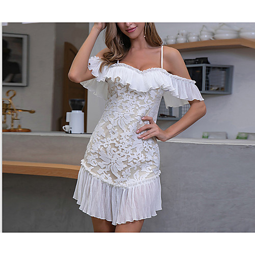 

Women's 2020 White Summer Dress Elegant Mumu Holiday Going out Sheath Print Tassel Fringe S M