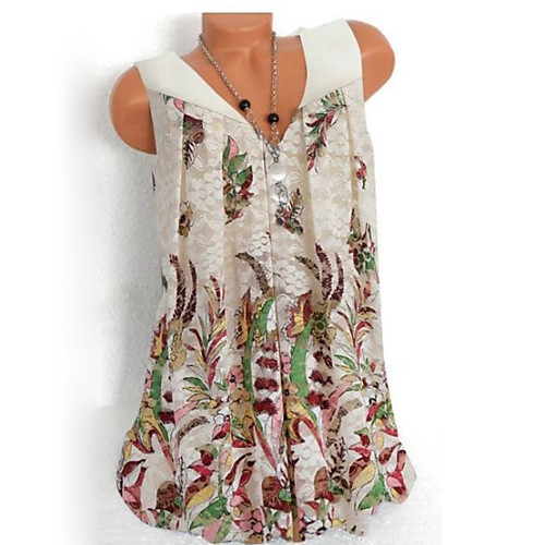 

Women's Floral Tank Top Daily White / Black / Red