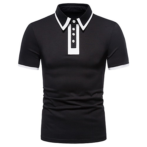 

Men's Solid Colored Black & White Patchwork Polo Basic Daily Going out White / Black