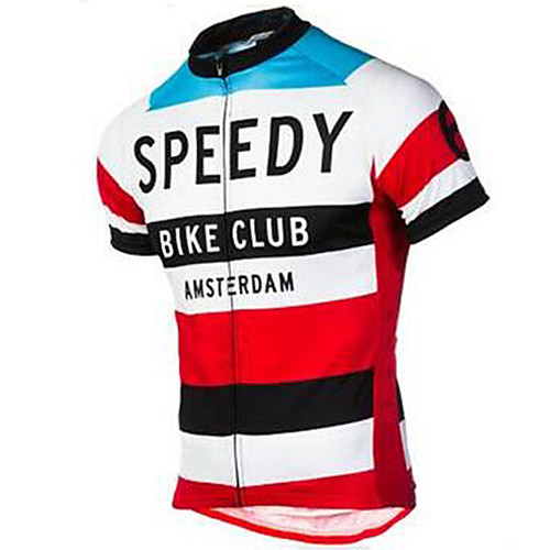 

21Grams Men's Short Sleeve Cycling Jersey Red / White Stripes Bike Jersey Top Mountain Bike MTB Road Bike Cycling UV Resistant Breathable Quick Dry Sports Clothing Apparel / Stretchy