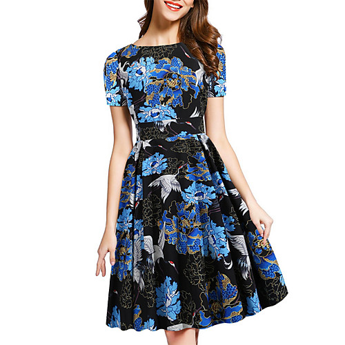 

Women's A Line Dress - Short Sleeves Geometric Summer Casual Elegant 2020 White Black Blue Red Green Light Blue S M L XL XXL