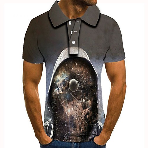 

Men's Graphic 3D Print Print Polo Daily Gray