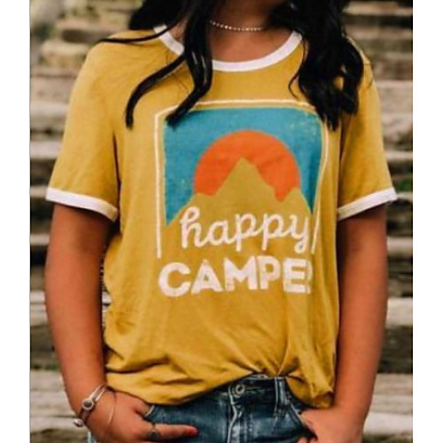 

Women's Letter T-shirt Daily Yellow