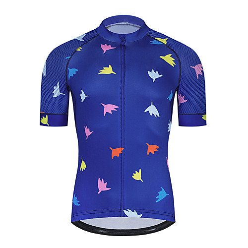 

21Grams Men's Short Sleeve Cycling Jersey BlueYellow Bike Jersey Top Mountain Bike MTB Road Bike Cycling UV Resistant Breathable Quick Dry Sports Clothing Apparel / Stretchy