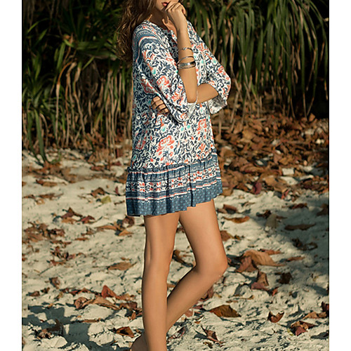

Women's 2020 Blue Dress Elegant Summer Shift Print M L