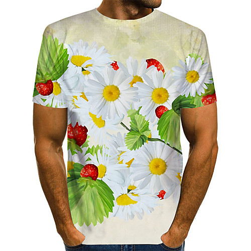

Men's Geometric 3D Print T-shirt Street chic Exaggerated Daily Going out Rainbow