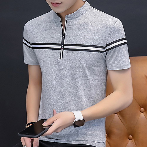 

Men's Striped T-shirt Daily White / Black / Dark Gray / Gray
