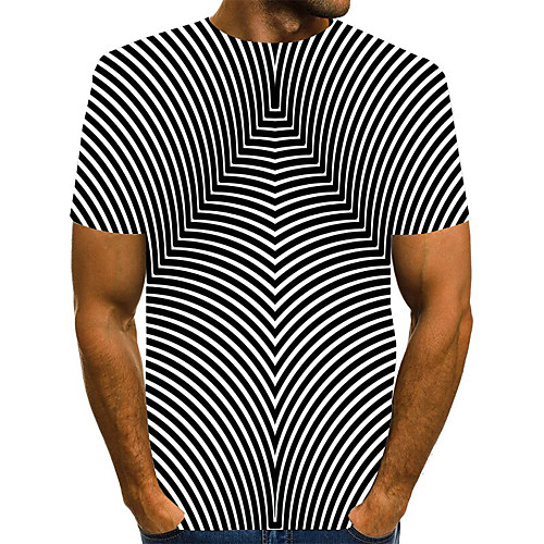 

Men's Daily Weekend Basic / Exaggerated T-shirt - Color Block / 3D / Abstract Print Rainbow