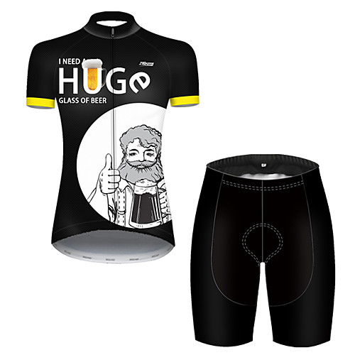 

21Grams Women's Short Sleeve Cycling Jersey with Shorts Black / White Oktoberfest Beer Bike Breathable Sports Patterned Mountain Bike MTB Road Bike Cycling Clothing Apparel / Stretchy