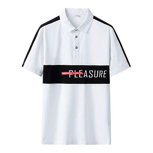 

Men's Color Block Letter Polo Basic Elegant Daily Going out White / Black / Yellow / Blushing Pink / Green / Dark Gray