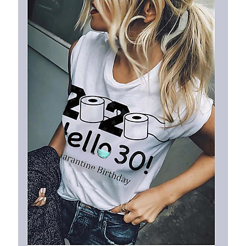 

Women's Daily Basic T-shirt - Rainbow Print White
