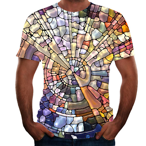 

Men's Going out Weekend Basic T-shirt - Color Block / 3D / Animal Rainbow