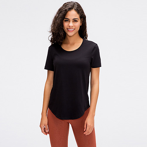 

Women's Yoga Top Solid Color White Black Purple Pink Grey Elastane Cotton Yoga Running Fitness Tee / T-shirt Short Sleeve Sport Activewear Breathable Quick Dry Comfortable Stretchy