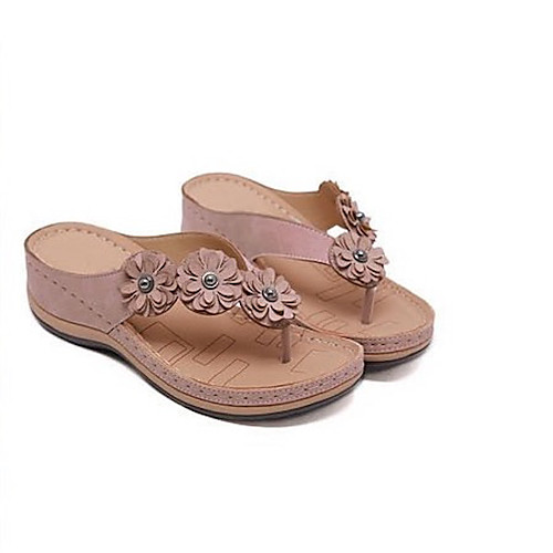 

Women's Sandals Summer Wedge Heel Open Toe Daily PU Wine / Pink / Blue