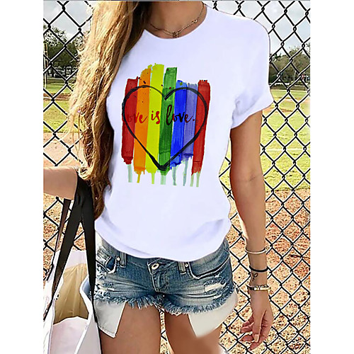 

Women's Rainbow Graphic Love Wins Print T-shirt Basic White