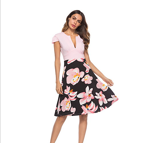 

Women's 2020 Blushing Pink Red Summer Dress Work A Line Floral S M