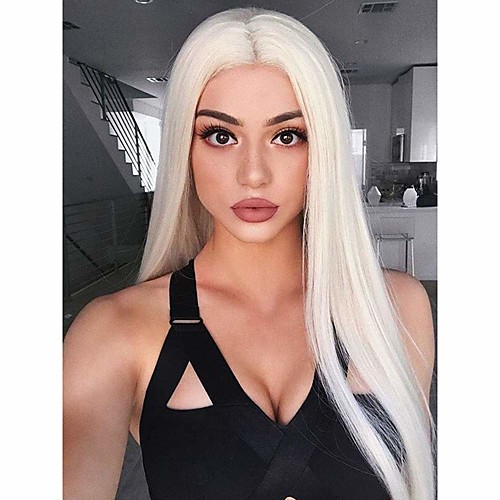 

Synthetic Lace Front Wig Straight Side Part Lace Front Wig Long Platinum Blonde Synthetic Hair 18-26 inch Women's Cosplay Soft Party Blonde