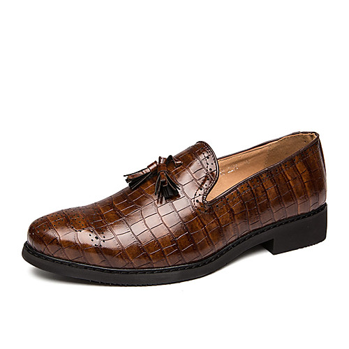 

Men's Summer / Fall Business / Classic Daily Office & Career Loafers & Slip-Ons Faux Leather Non-slipping Wear Proof Black / Green / Brown / Tassel