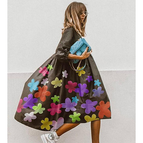 

Women's A-Line Dress Midi Dress - 3/4 Length Sleeve Leopard Summer Street chic 2020 White Black Red Blushing Pink Green S M L XL XXL
