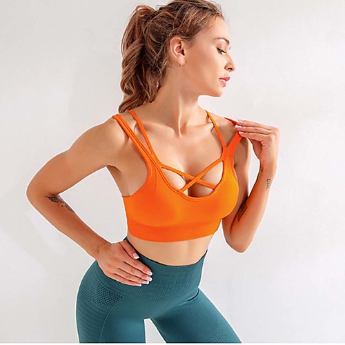 

Women's Sports Bra Yoga Top Padded Bra Light Support Solid Color Black Yellow Pink Green Yoga Running Fitness Top Sport Activewear Breathable Moisture Wicking Comfortable Stretchy