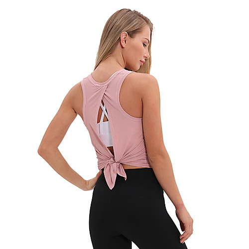 

Women's Yoga Top Split Fashion Black Pink Elastane Yoga Running Fitness Vest / Gilet Top Sport Activewear Breathable Quick Dry Comfortable Stretchy