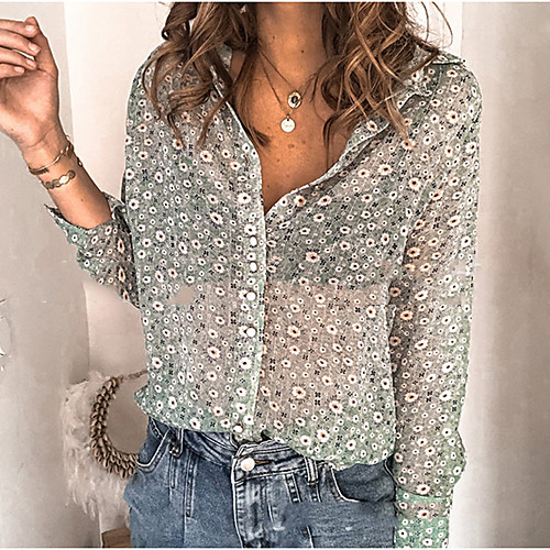 

Women's Floral Shirt Daily Blue