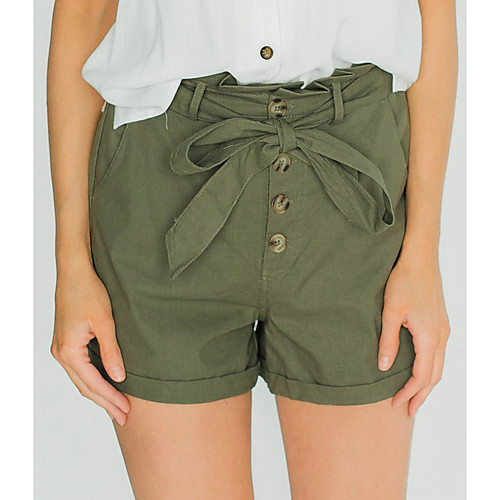 

Women's Basic Chinos / Shorts Pants - Solid Colored Black Army Green S M L