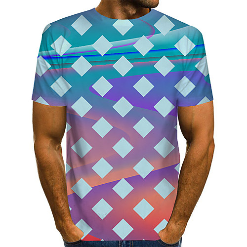 

Men's Geometric 3D Print T-shirt Street chic Exaggerated Daily Going out Rainbow