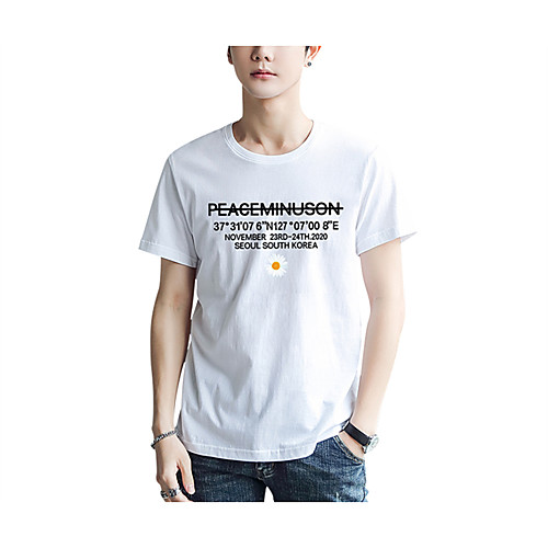 

Men's Daily Weekend T-shirt - Graphic / Solid Colored / Letter Khaki
