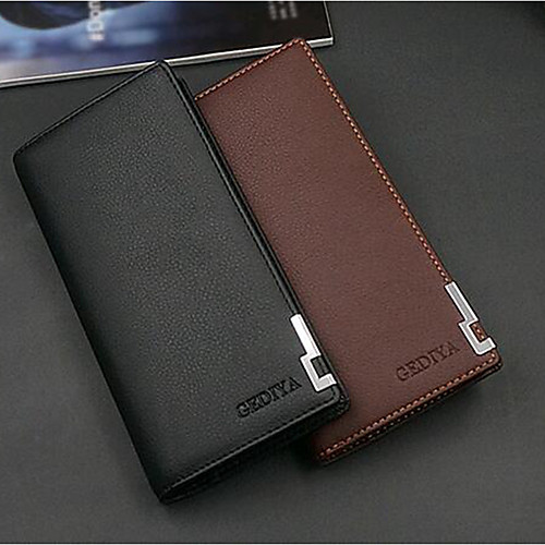 

Men's PU Wallet Solid Color Light Coffee / Black