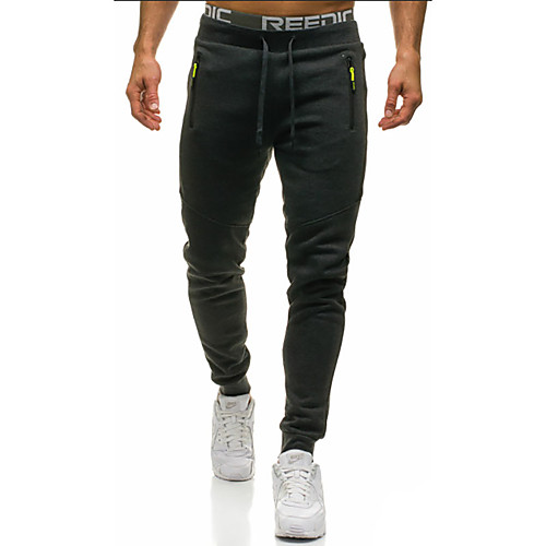 

Men's Sporty Slim Sweatpants Pants - Solid Colored Patchwork / Drawstring Dark Gray Black Navy Blue US34 / UK34 / EU42 US36 / UK36 / EU44 US38 / UK38 / EU46