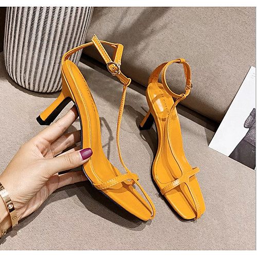 

Women's Sandals Summer Stiletto Heel Open Toe Daily PU White / Black / Yellow