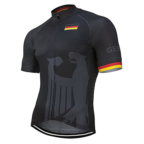 

21Grams Men's Short Sleeve Cycling Jersey Black Bike Jersey Top Mountain Bike MTB Road Bike Cycling UV Resistant Breathable Quick Dry Sports Clothing Apparel / Stretchy