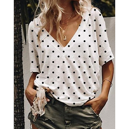 

Women's Polka Dot T-shirt Daily White / Blue / Blushing Pink / Gray