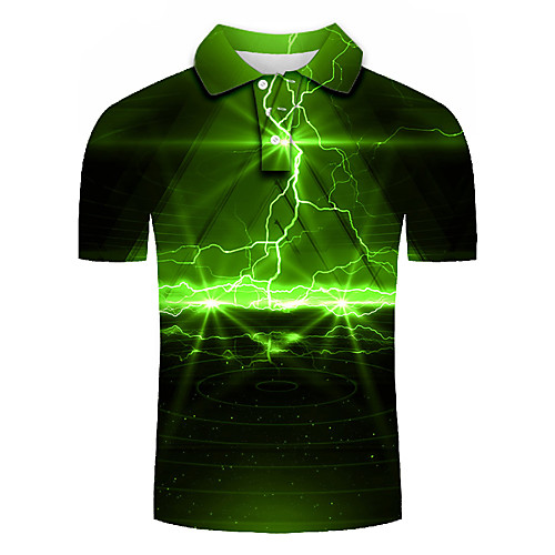 

Men's Daily Holiday Basic / Street chic Polo - Color Block / 3D / Graphic Green