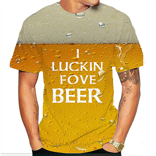 

Men's Graphic 3D Print Print T-shirt Basic Daily Orange