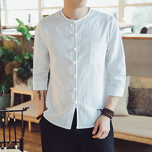 

Men's Party Daily Basic / Chinoiserie Shirt - Solid Colored White