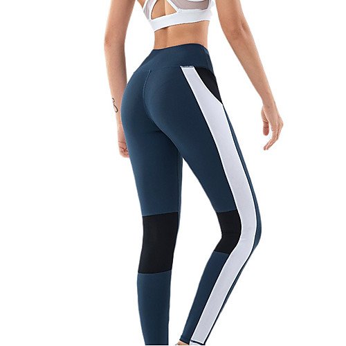 

Women's High Waist Yoga Pants Winter Patchwork Black Blue Running Fitness Gym Workout Tights Leggings Sport Activewear Breathable Moisture Wicking Butt Lift Tummy Control High Elasticity Skinny